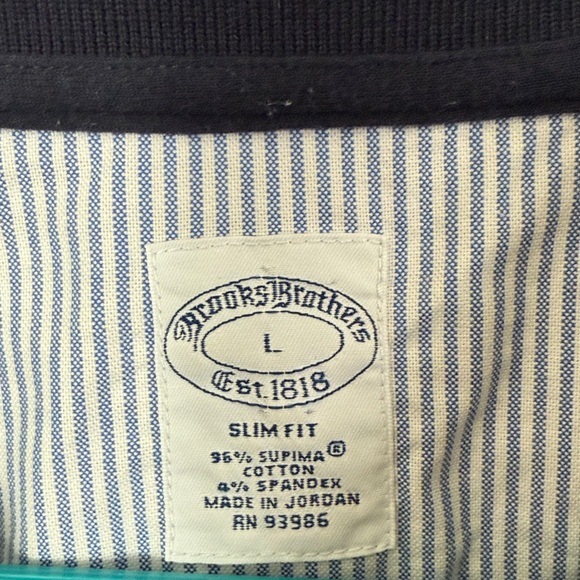 Brooks Brothers Blue and White Long sleeved polo Striped Shirt - Picture 2 of 3